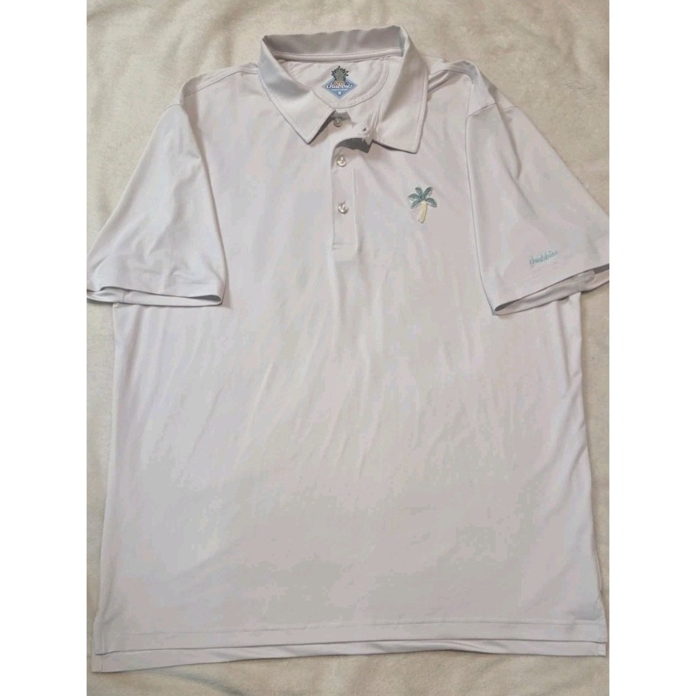 CHUBBIES MENS SHORT SLEEVE WHITE POLO WITH PALM TREE SIZE 2XL